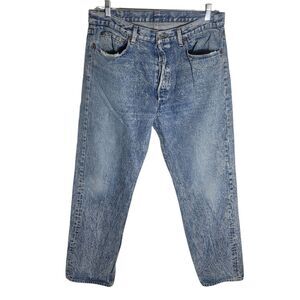 Vintage Levi's 501 Acid Wash Jeans Men's Size 38 X 32 Blue Denim Distressed USA